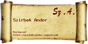 Szirbek Andor névjegykártya
