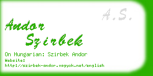 andor szirbek business card